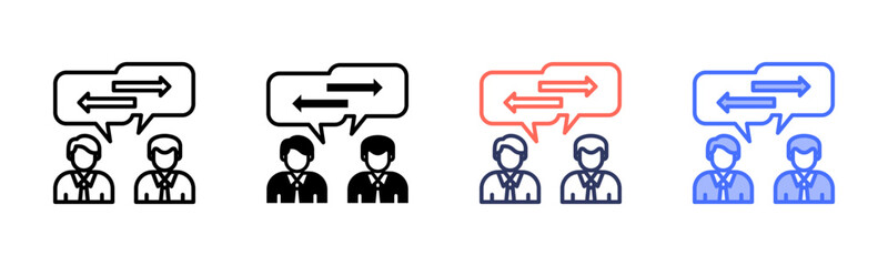 Communication icon set multiple style collection