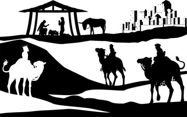 Christmas Nativity Scene Bethlehem Manger Wise Men