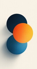 Three overlapping circles in shades of dark blue, orange, and light blue on a plain background