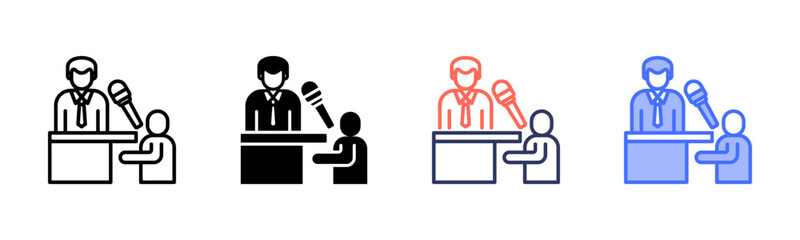 Interview icon set multiple style collection