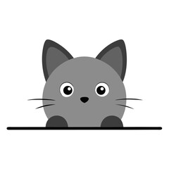 Cute cat peeking animal vector on white background.