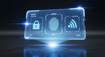 Futuristic interface displaying security features authentication and connectivity concepts digital