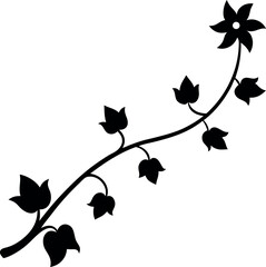 Minimal Petal Scatter Branch Design in Stylish Black Silhouette Composition
