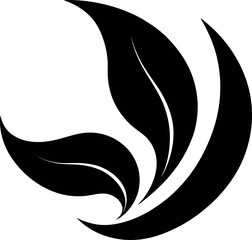 Stylized Floral Branch Design in Modern Black Silhouette Illustration Theme