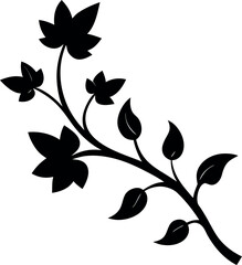 Ornamental Stem Sketch Rendered in Hand-Drawn Black Silhouette Appearance