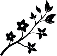 Sketch Style Stem Ornament Displayed in Minimal Black Silhouette Design