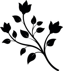 room wall vine decal with flowers and birds detailed black silhouette design