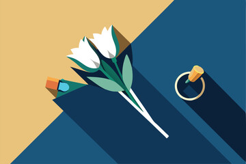 wedding flowers flat lay with bridal bouquet and r (1).eps