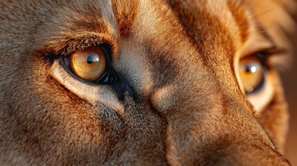Close-up lion face, amber eyes