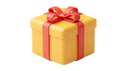 Obraz premium 3d render gift box with ribbon present package isolated on white background cartoon plastic style icon