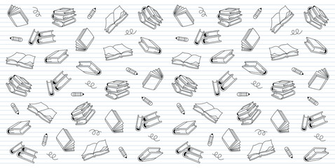 Set of hand drawn book icon pattern vector illustration, education element vector.