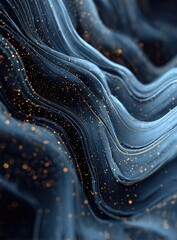Abstract wavy, flowing textures in deep blue and gold