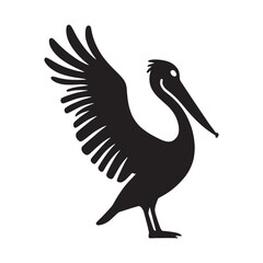 Smooth Pelican Silhouette – Pelican Vector Graphic Highlighting Streamlined Body – Bird Silhouette – Black Vector of Pelican


