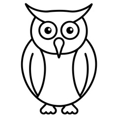 Owl black line art icon on white background.