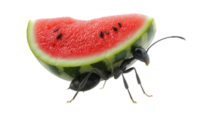Ant Carrying Watermelon Slice Teamwork Strength Summer