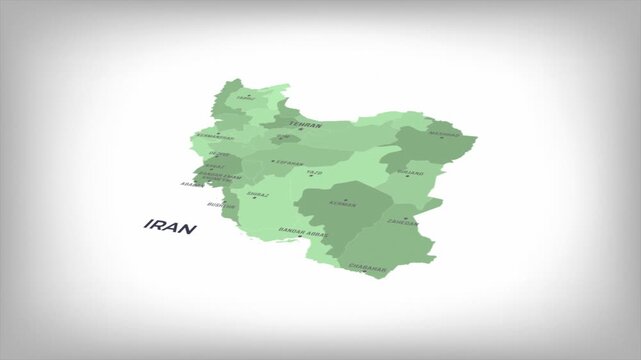Animated Map of IRAN with states Borders and Major Cities Positions