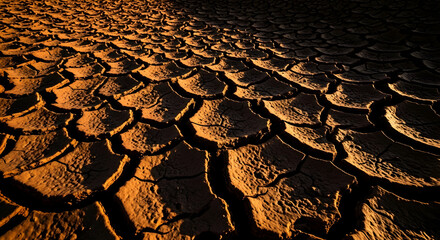 Closeup View of Cracked Earth Arid Landscape Texture