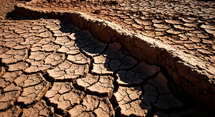 Cracked Earth Texture with Elevated Ridge and Shadows