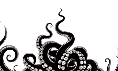Black and white octopus tentacles illustration