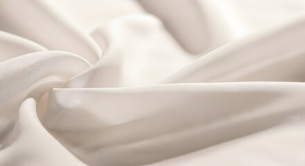 Delicate Drape of Light Beige Fabric Closeup Texture