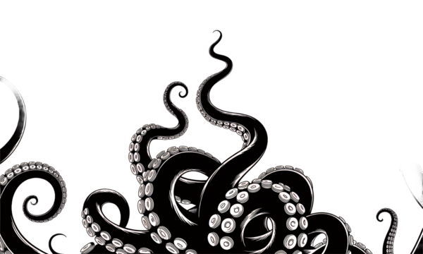 Black and white octopus tentacles illustration
