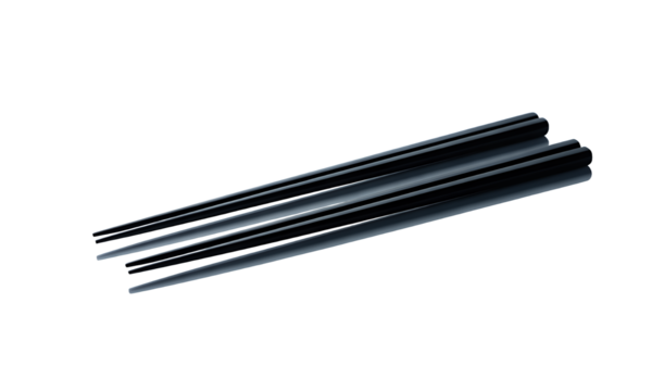 Black Chopsticks on Reflective Surface