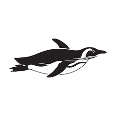 Obraz premium Charming Penguin Silhouette – Penguin Vector Artwork Highlighting Cold-Climate Grace – Penguin Illustration – Bird Silhouette – Silhouette of Penguin