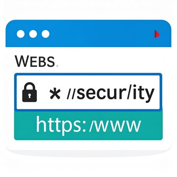 A graphic representation of a secure website address and online security.