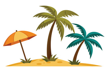 Palm trees and parasol