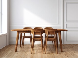 Wooden dining set in a room