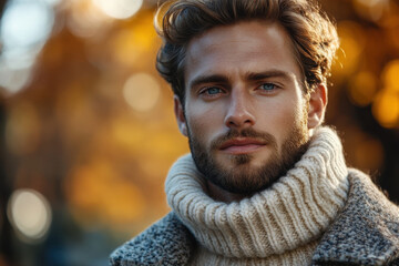 Fototapeta premium Bearded man in a scarf.