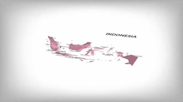 Animated Map of INDONESIA with states Borders and Major Cities Positions