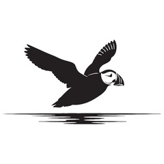 Stylish Puffin Silhouette – Puffin Vector Artwork Reflecting Coastal Bird Form – Puffin Illustration – Bird Silhouette – Silhouette of Puffin

