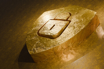  Golden premium shield lock on golden background. Protection of finance and investments, creative. idea. Digital security. Cybersecurity, data protection, and digital privacy, concept. Banking system
