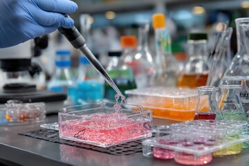 Lab experiment with colored liquids