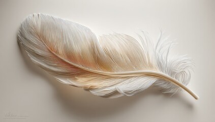 Obraz premium Soft, light beige feather on a light background