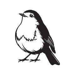 Charming Robin Silhouette – Robin Vector Graphic with Delicate Songbird Form – Bird Silhouette – Black Vector of Robin


