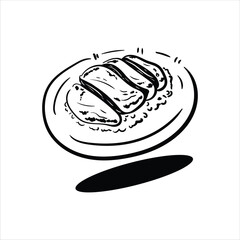 Lineart Char Siu Vector Illustration Minimalist Lineart Style