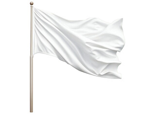 Illustrative white flag fluttering in the wind against a clean backdrop, displayed on transparent background