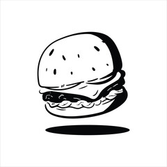 Lineart Burger Vector Illustration Minimalist Lineart Style