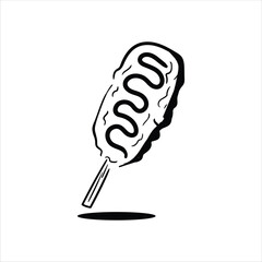 Lineart Corn Dog Vector Illustration Minimalist Lineart Style