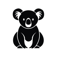 Koala Silhouette Icon – Cute Sitting Koala Bear Vector Isolated on White Background