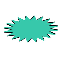 Horizontal mint green spiked starburst shape with sharp jagged edges for sticker, price tag, poster design, and alerts