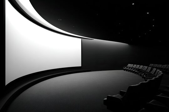 Empty modern cinema, curved screen