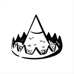 Lineart Nasi Tumpeng Vector Illustration Minimalist Lineart Style