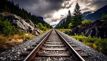 Fototapeta premium Railway iron rails