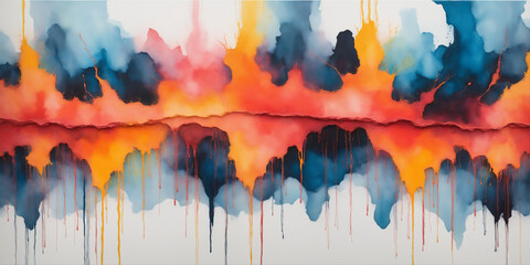 Vibrant Abstract Watercolor Painting With Rich Colors and Flowing Blended Textures