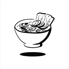 Lineart Ramen Vector Illustration Minimalist Lineart Style