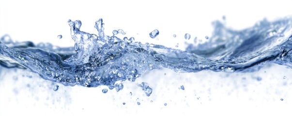 Fototapeta premium Water splashing and rippling over a white background
