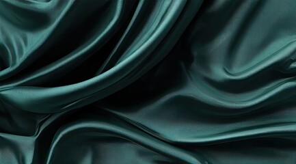 Deep teal fabric drapes in flowing folds